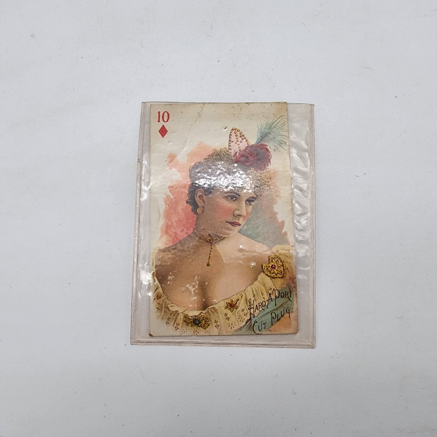 1890 Playing Card Hard A Port Cut Plug Tobacco 10 of Diamonds