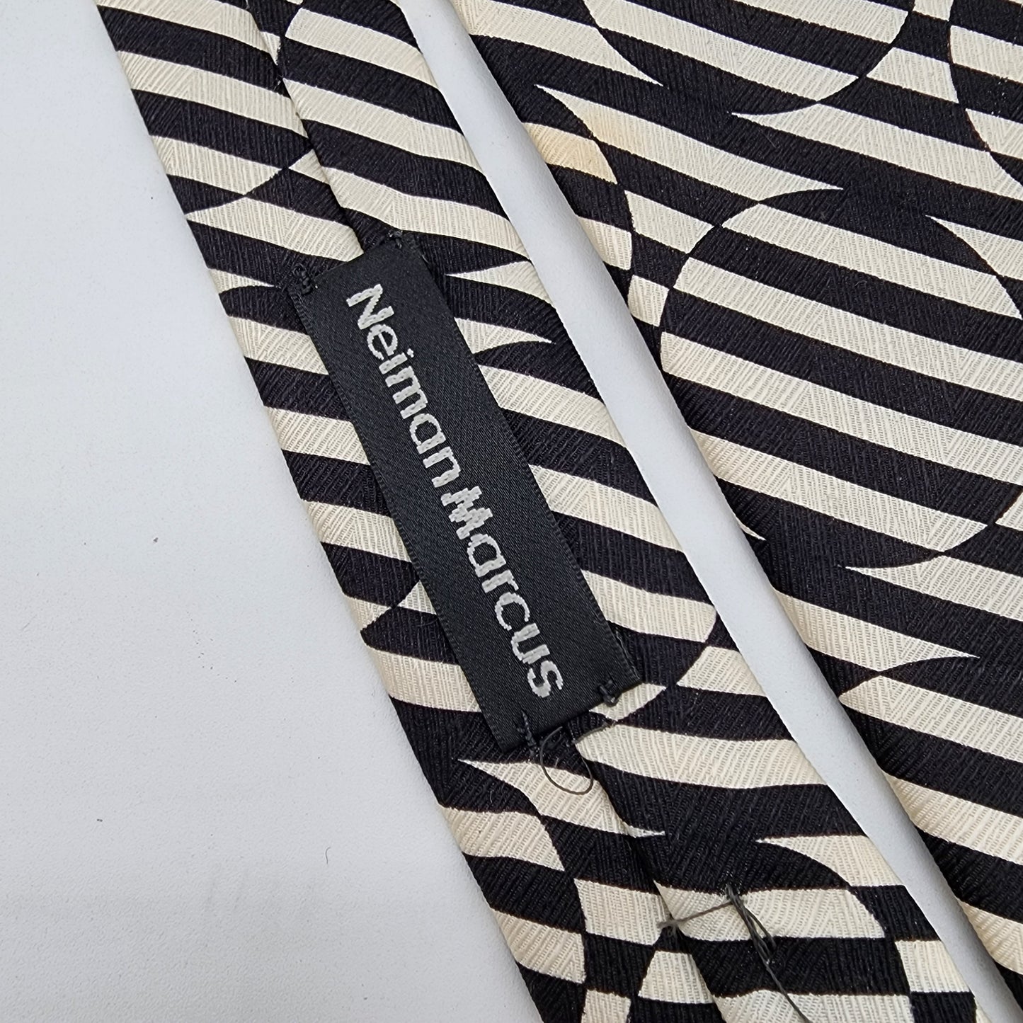 Gianni Versace 100% Silk Tie Black and White Optical