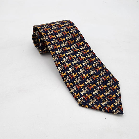 Salvatore Ferragamo 100% Silk Tie with Dogs