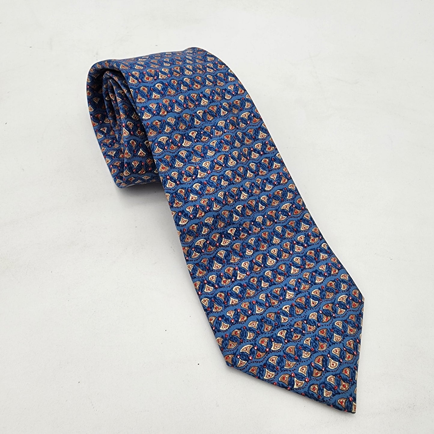 Hermes Paris 100% Silk Tie Blue