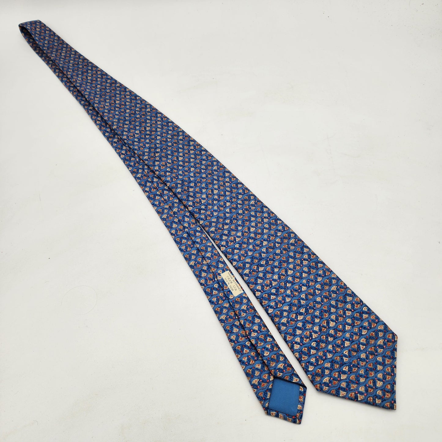 Hermes Paris 100% Silk Tie Blue