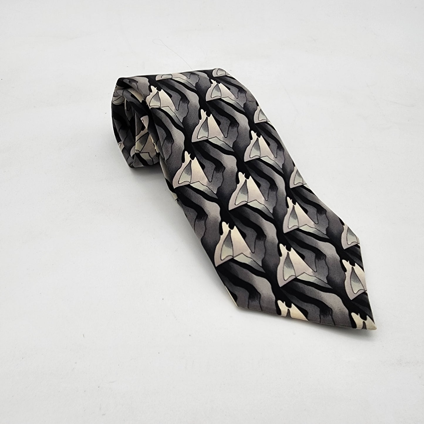 J Garcia 100% Silk Tie Grey and Black