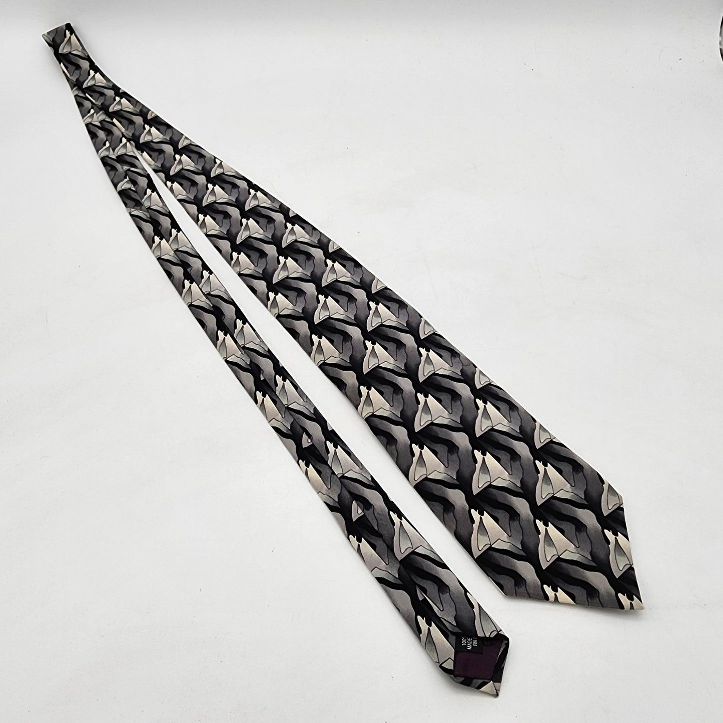 J Garcia 100% Silk Tie Grey and Black