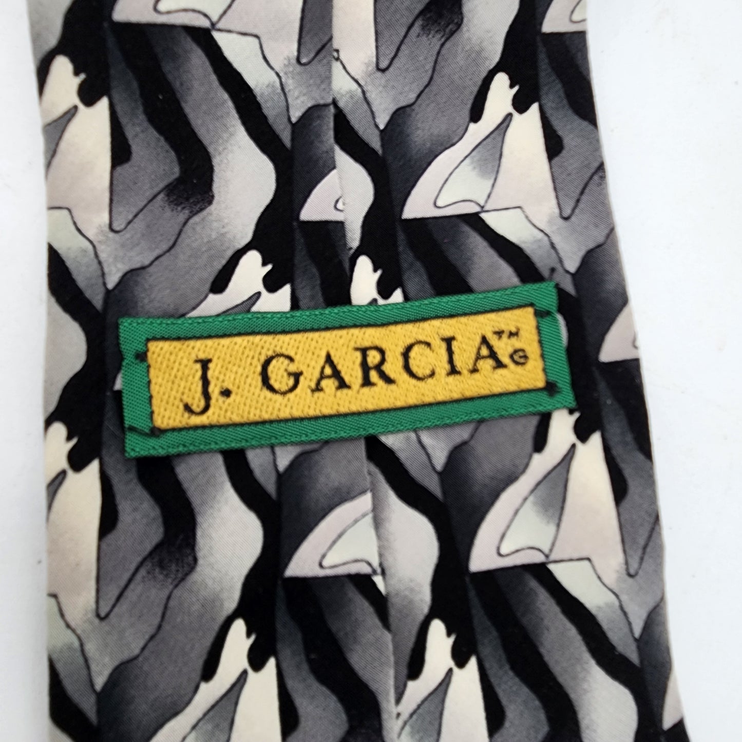 J Garcia 100% Silk Tie Grey and Black