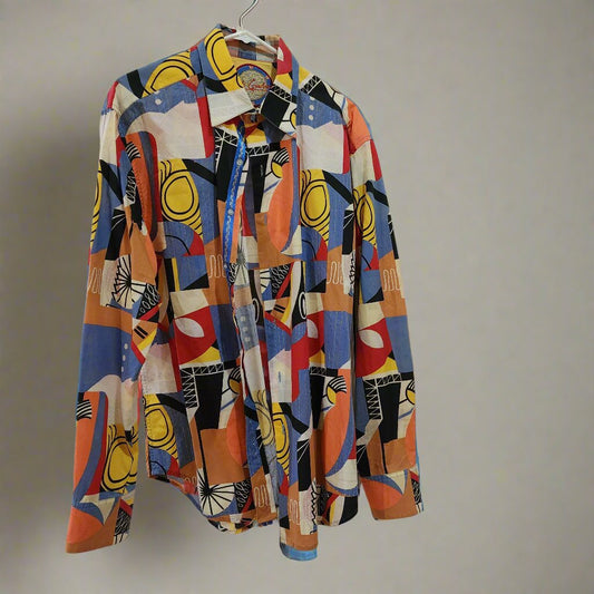 Vintage Robert Graham Long Sleeve Shirt Abstract Multi-color XL