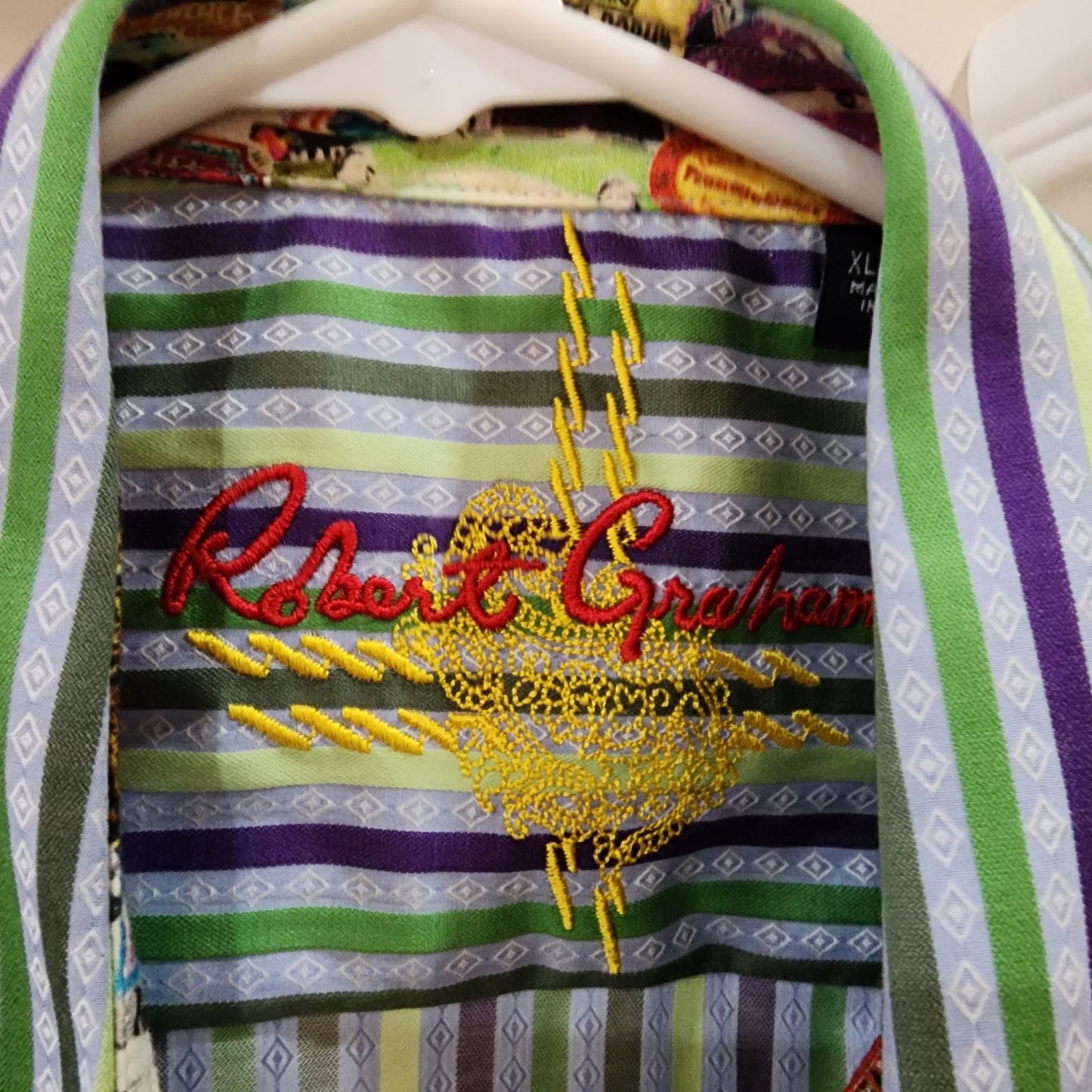 Robert Graham Long Sleeve Shirt Striped Blue and Green NWT