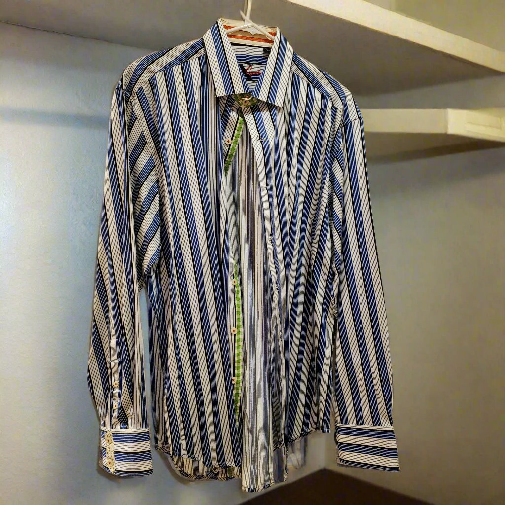 Robert Graham X Long Sleeve Shirt Striped Blue XL