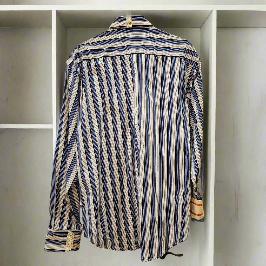 Robert Graham X Long Sleeve Shirt Striped Blue XL