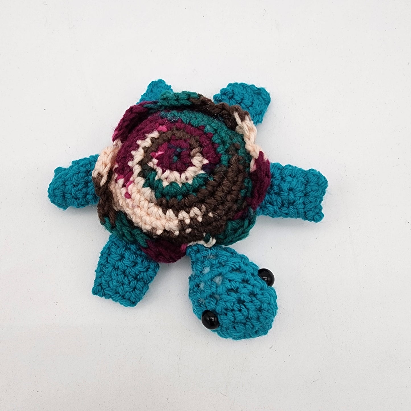 Hand Crocheted Turtle Teal Blue Varigated