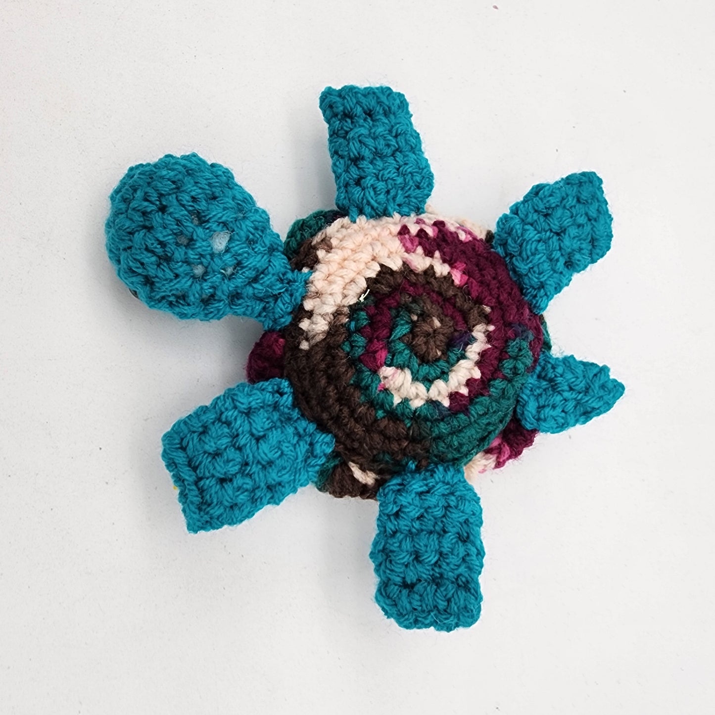 Hand Crocheted Turtle Teal Blue Varigated