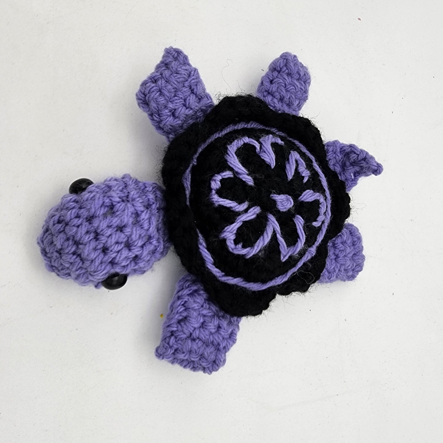 Hand Crocheted Turtle Purple and Black Daisy