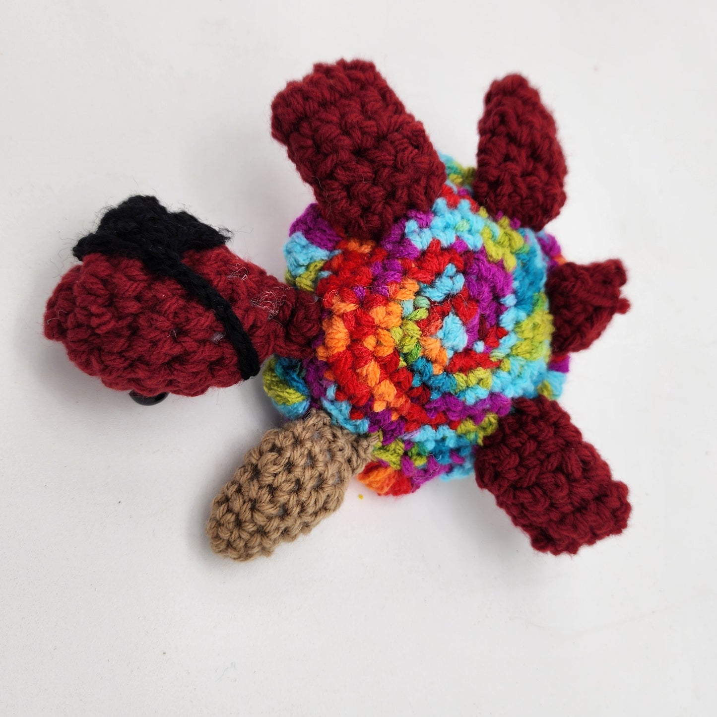 Hand Crocheted Turtle Pirate Burgundy Varigated