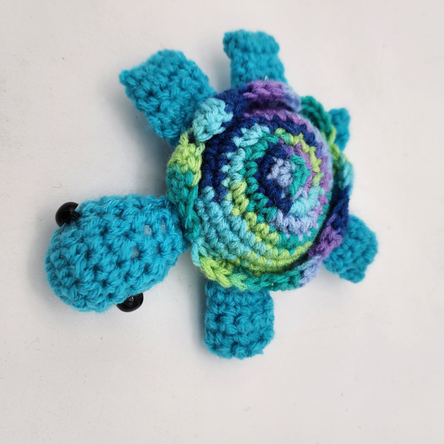 Hand Crocheted Turtle Blue Varigated