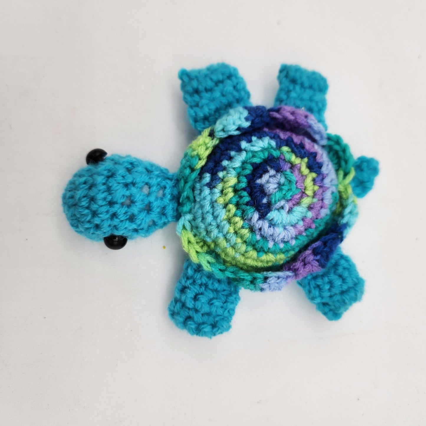 Hand Crocheted Turtle Blue Varigated