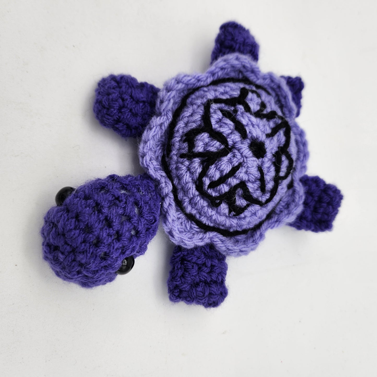 Hand Crocheted Turtle Purple with Black Daisy