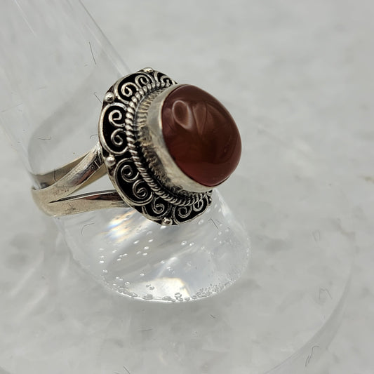 925 Sterling Silver Carnelian Ring Size 7