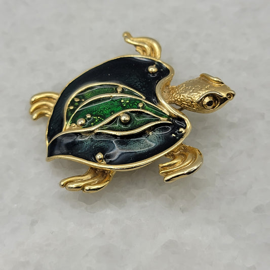 Enameled Sea Turtle Brooch