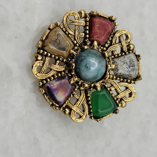 Vintage Celtic Knot Faux Stone Brooch