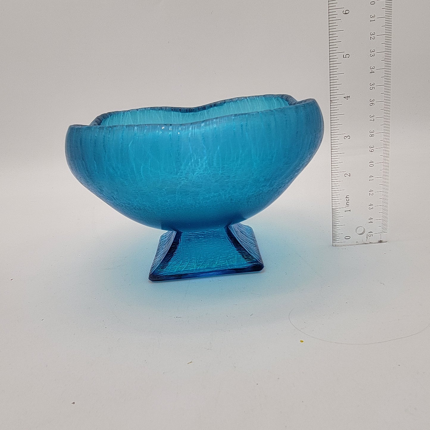 1920's Northwood Stretch Glass Celeste Blue Tree of Life Footed Bowl