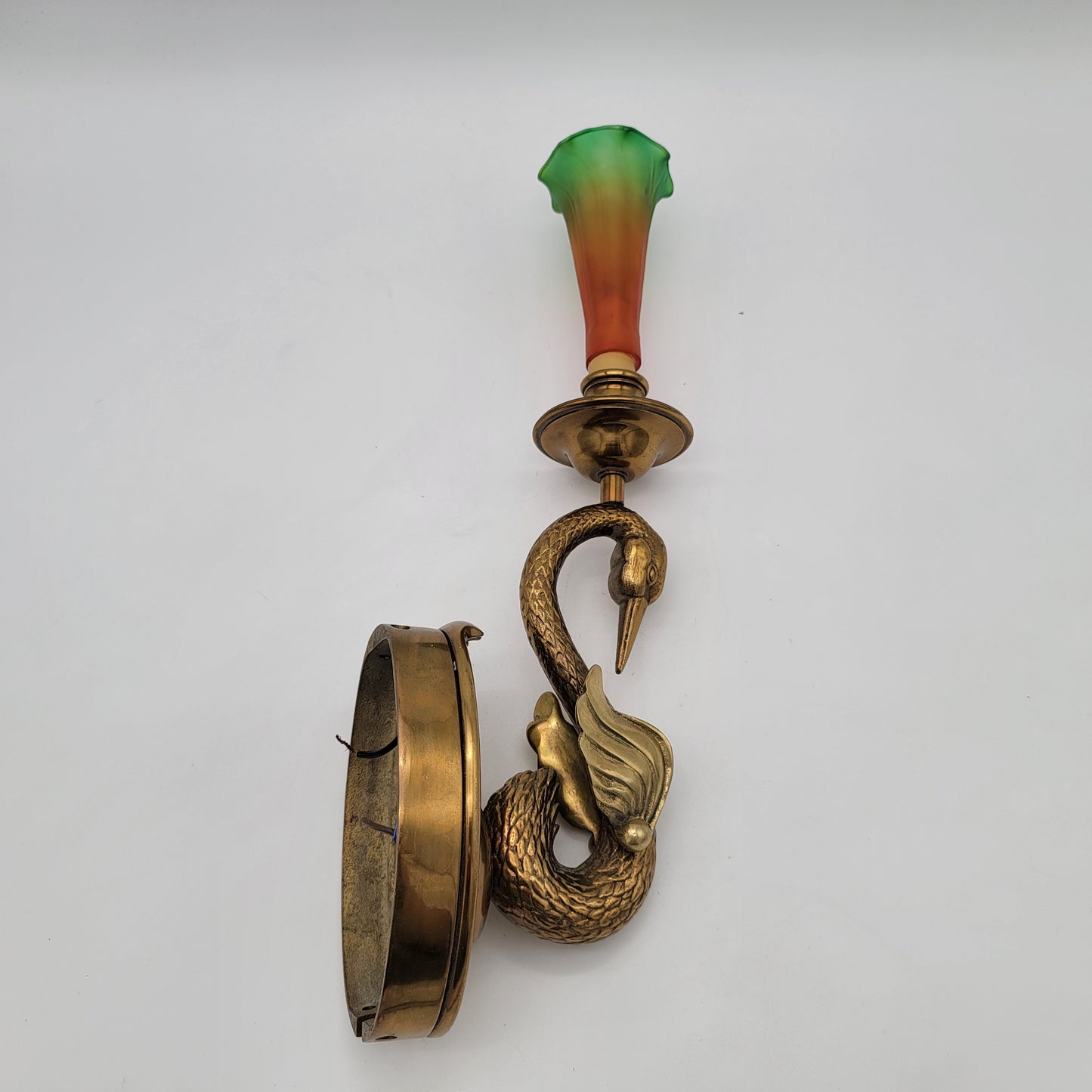 French Empire Brass Swan Wall Sconce