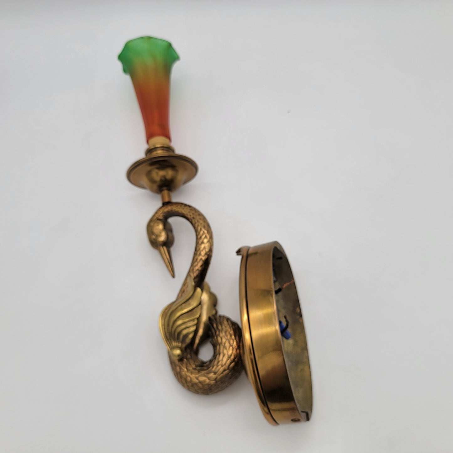 French Empire Brass Swan Wall Sconce