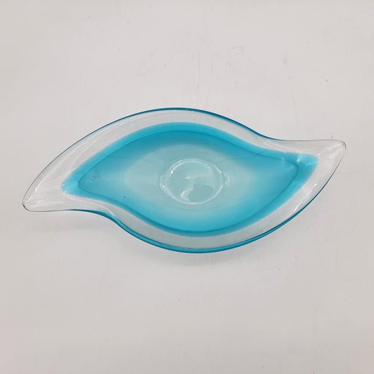 Blue Sommerso Glass Atomic Shaped Dish