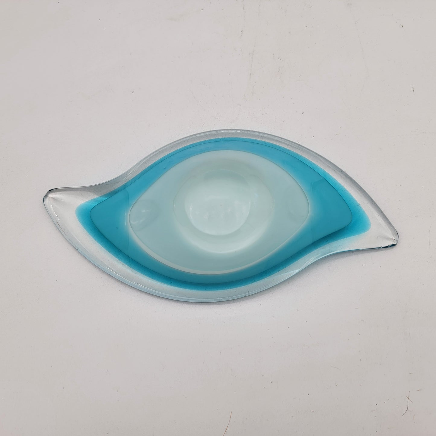 Blue Sommerso Glass Atomic Shaped Dish