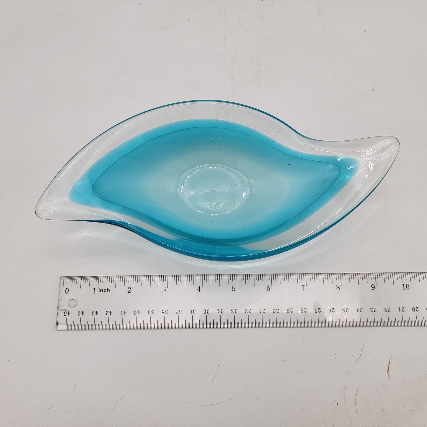 Blue Sommerso Glass Atomic Shaped Dish