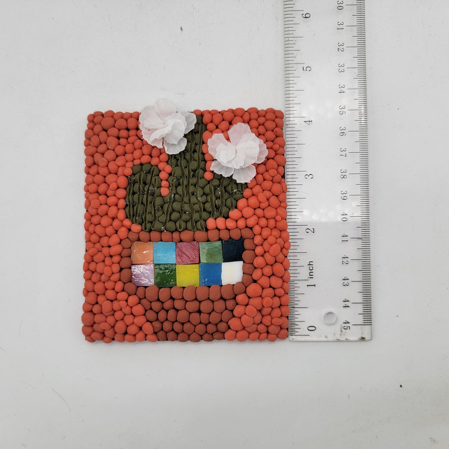 Polymer Clay Mini Canvas Art Cactus Flowers