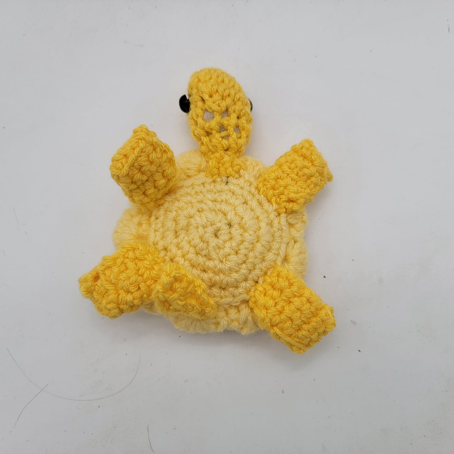 Hand Crocheted Turtle Yellow with Butterfly