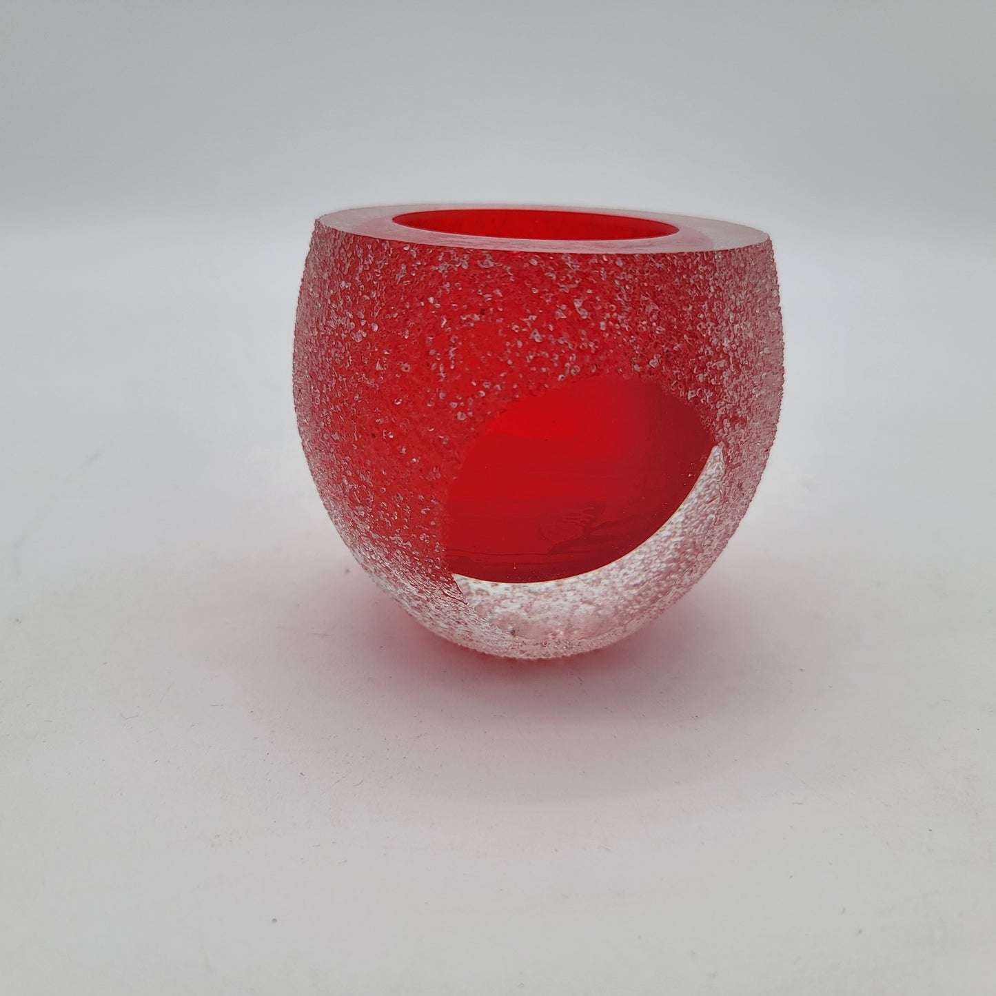 Fifth Avenue Crystal Frosted Red Glass Candle Holder