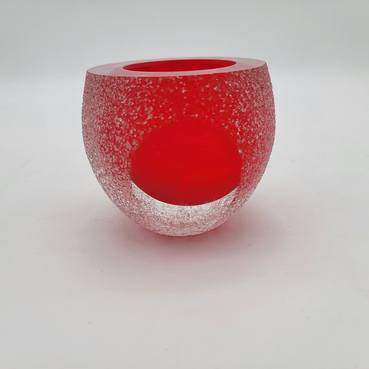 Fifth Avenue Crystal Frosted Red Glass Candle Holder