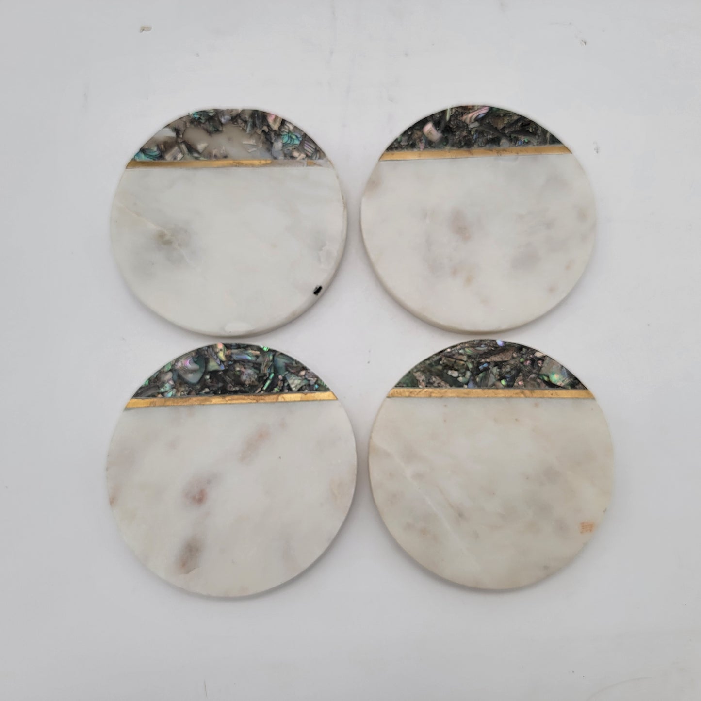 Marble Coasters with Abalone Set of 4