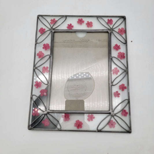 Pink Pressed Glass Flower Frame