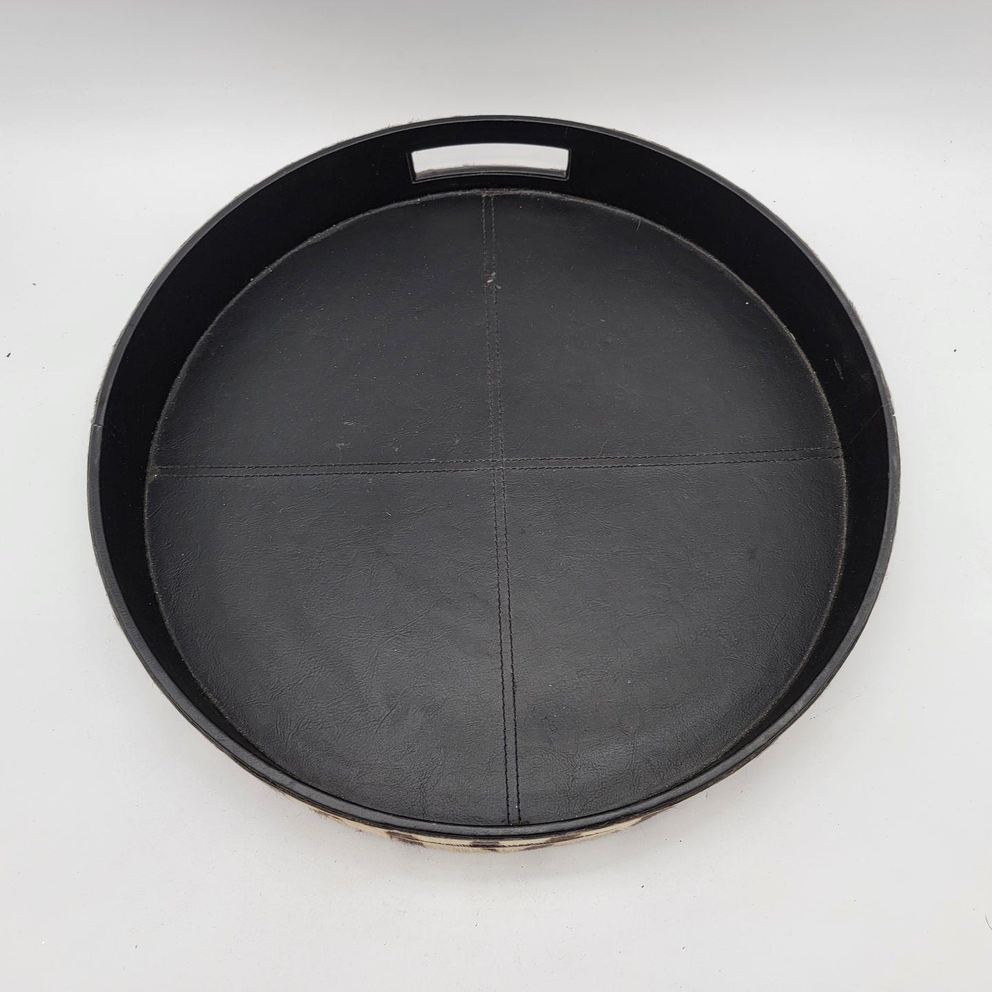 Faux Zebra Leather Round Tray