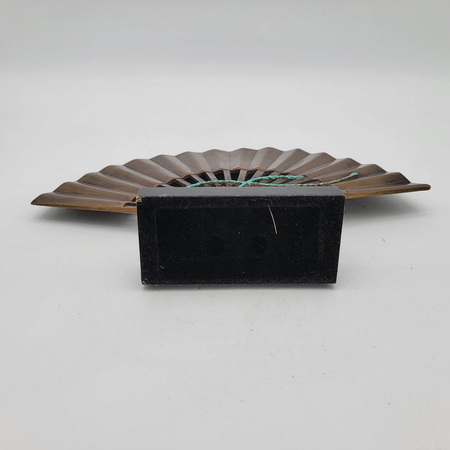 Solid Brass Asian Fan on Wood Stand