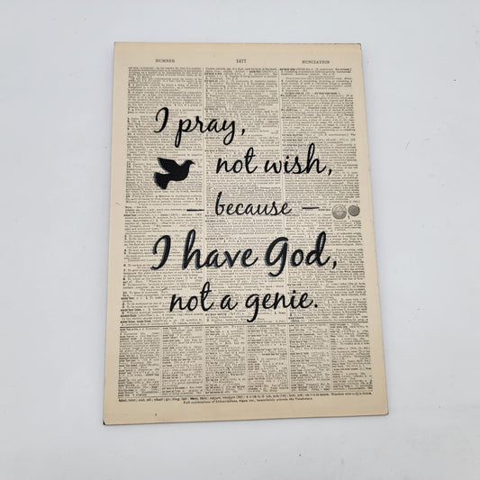 I Pray Not Wish Vintage Newspaper Art Print