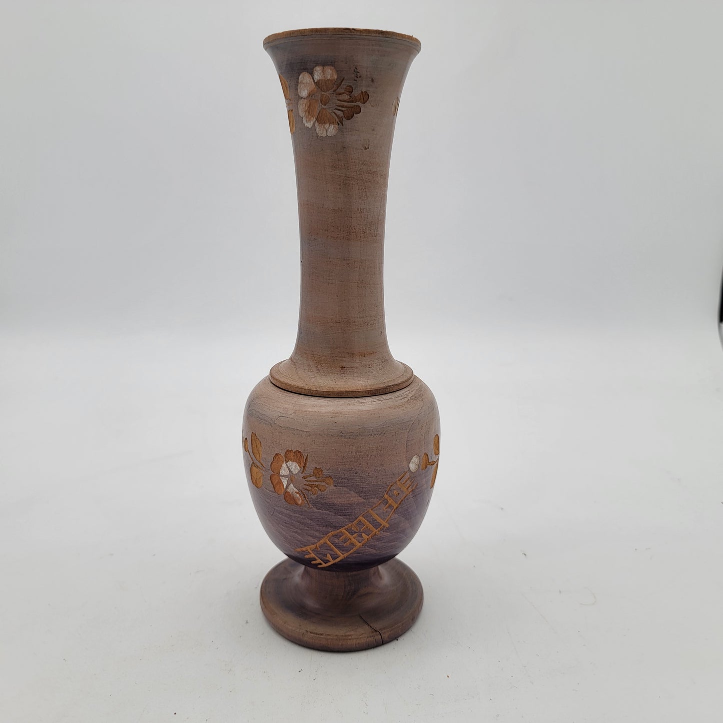 Carved Wood Vase Made in Mexico