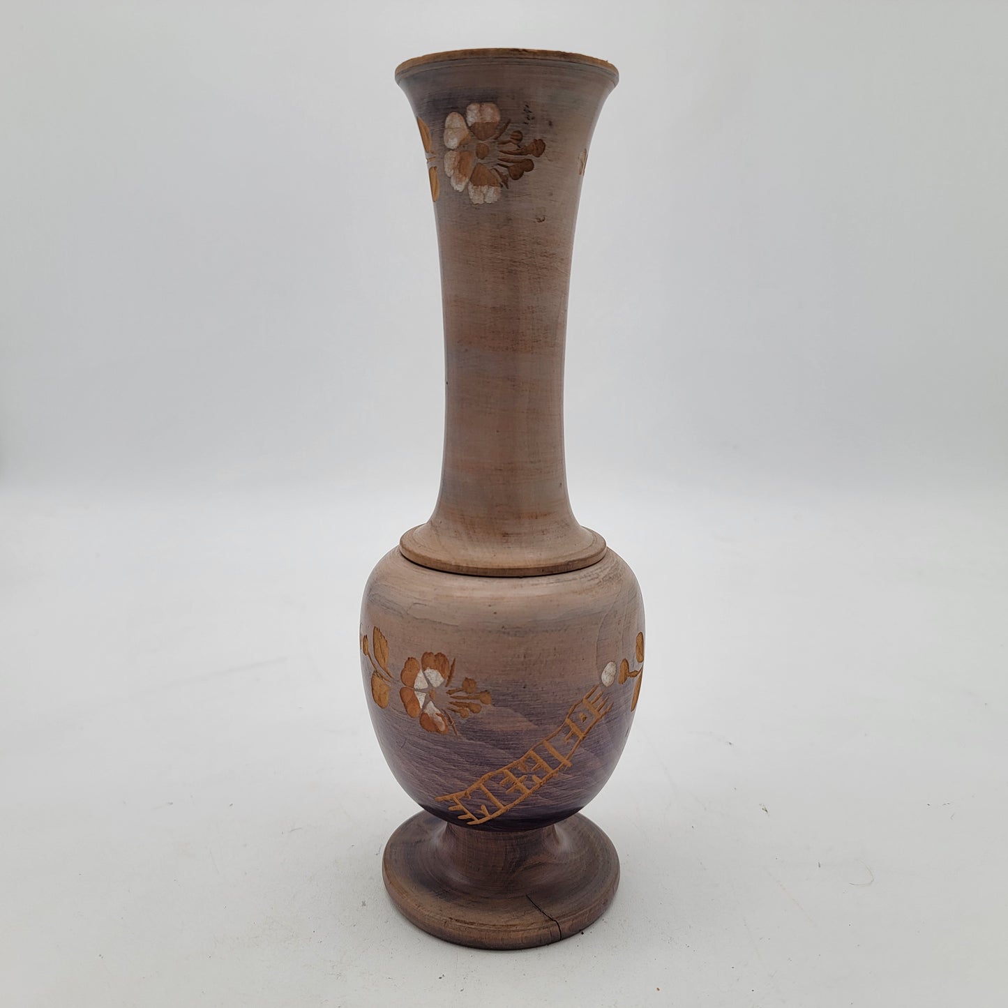 Carved Wood Vase Made in Mexico