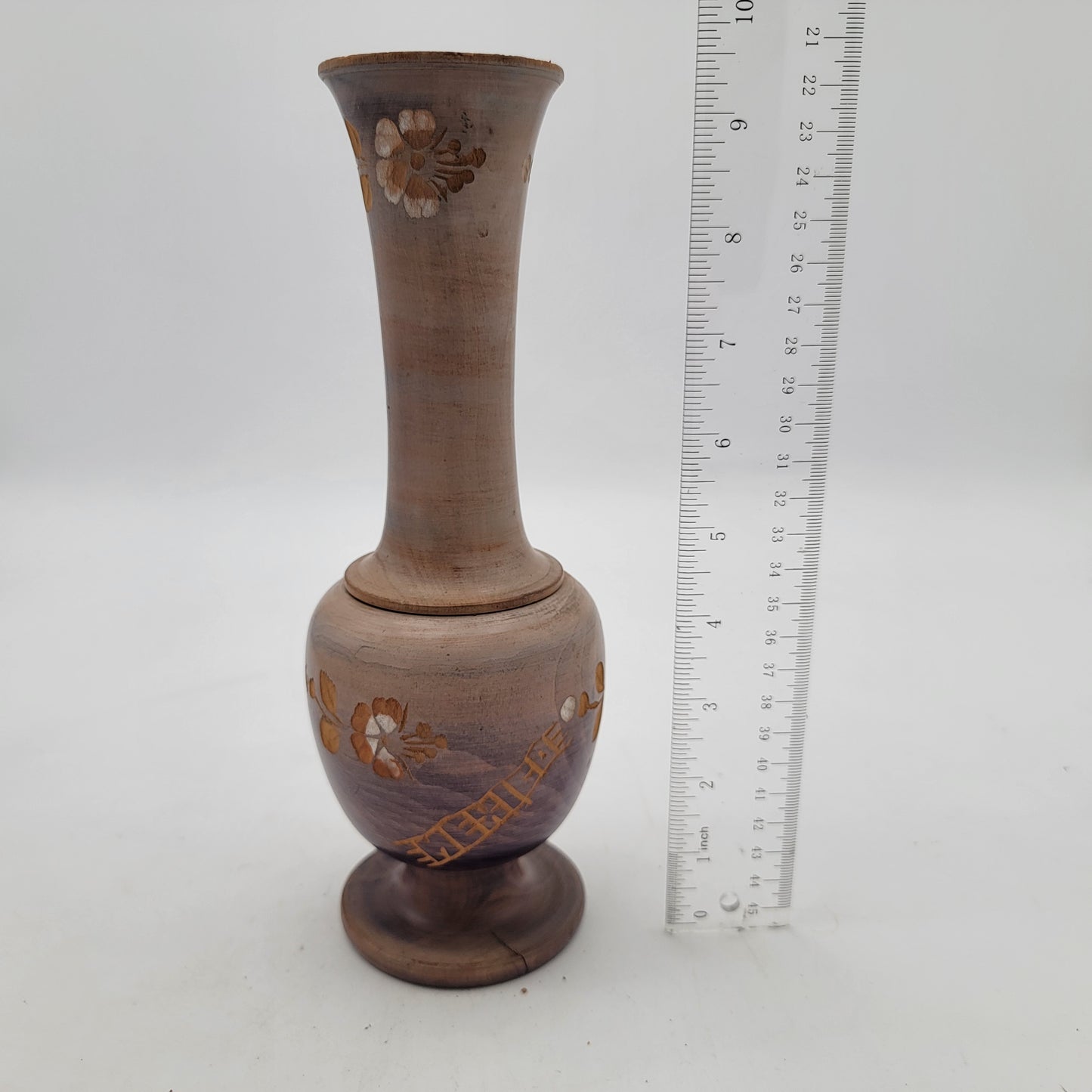 Carved Wood Vase Made in Mexico