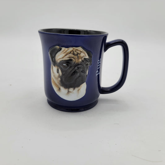 Blue Dimensional Pug Mug