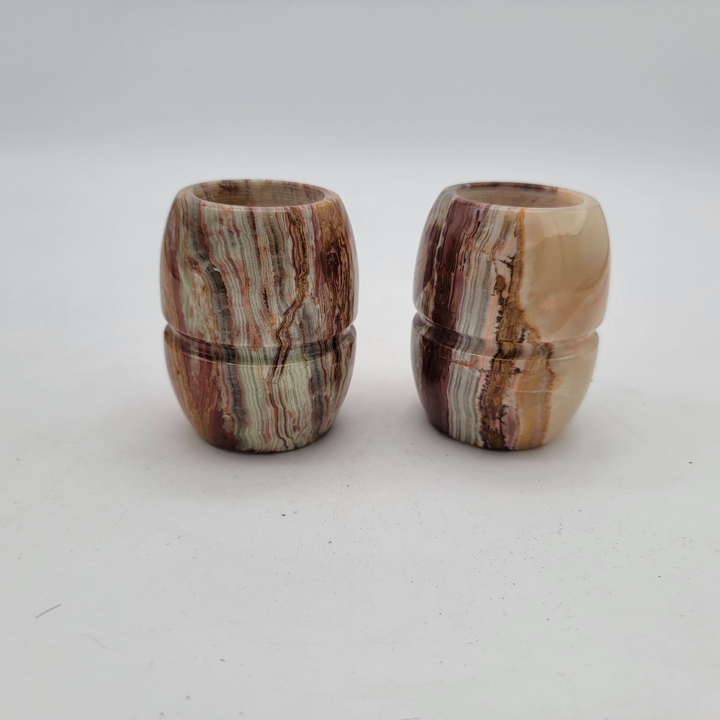 Pair of Carved Onyx Candle Holders