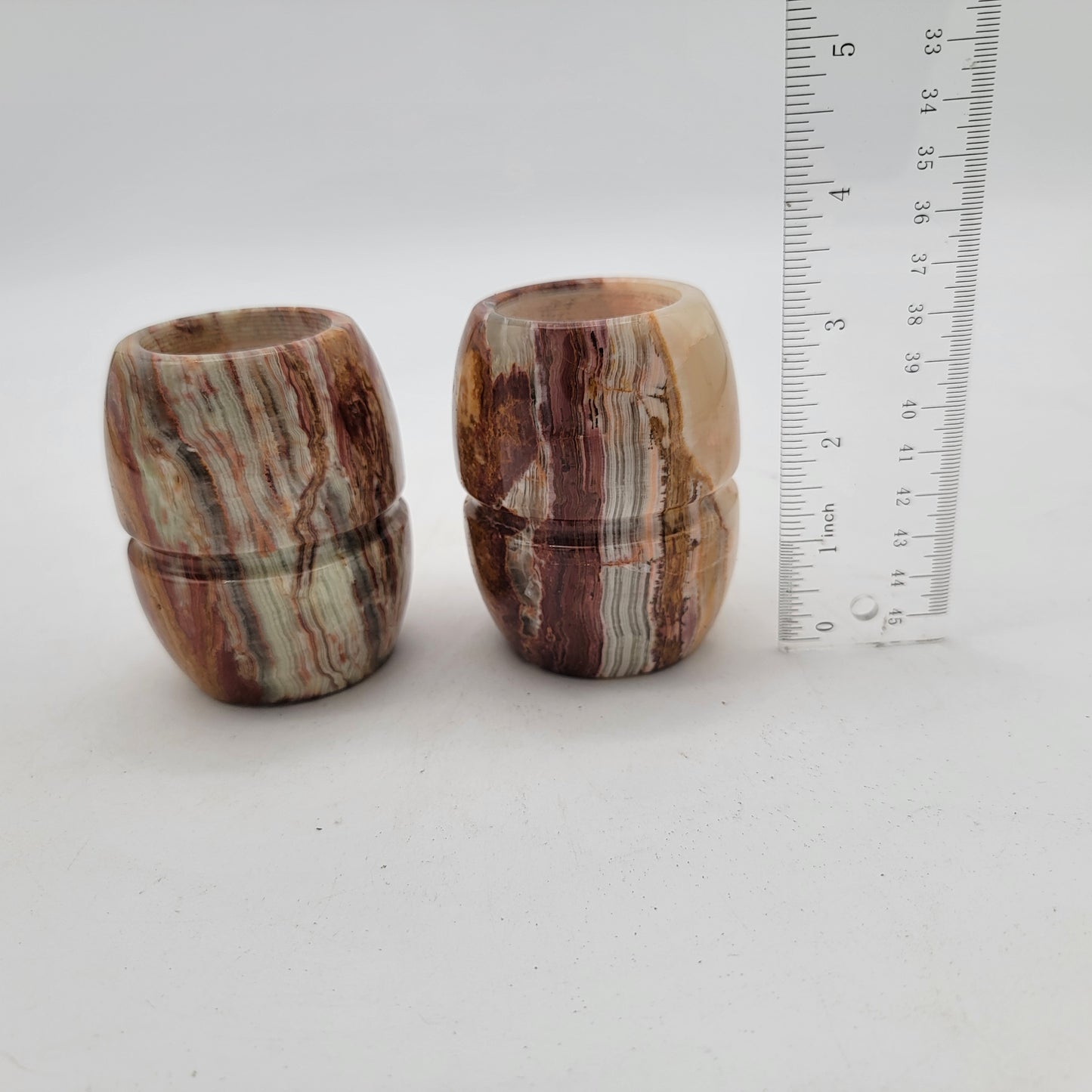 Pair of Carved Onyx Candle Holders