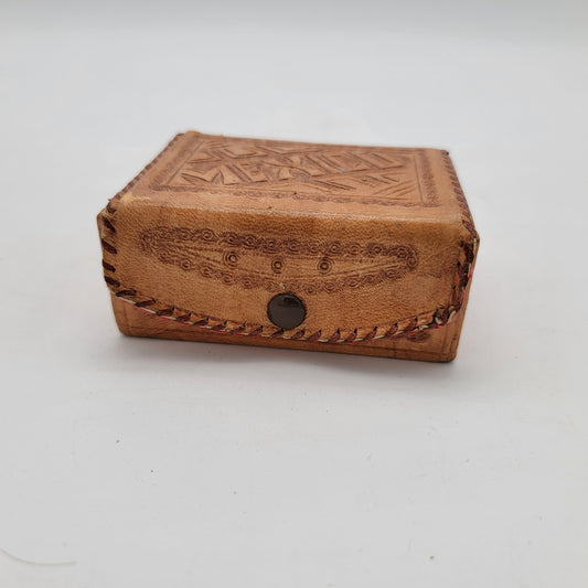 Small Tooled Mexico Leather Box