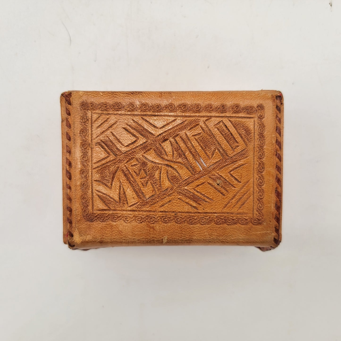 Small Tooled Mexico Leather Box