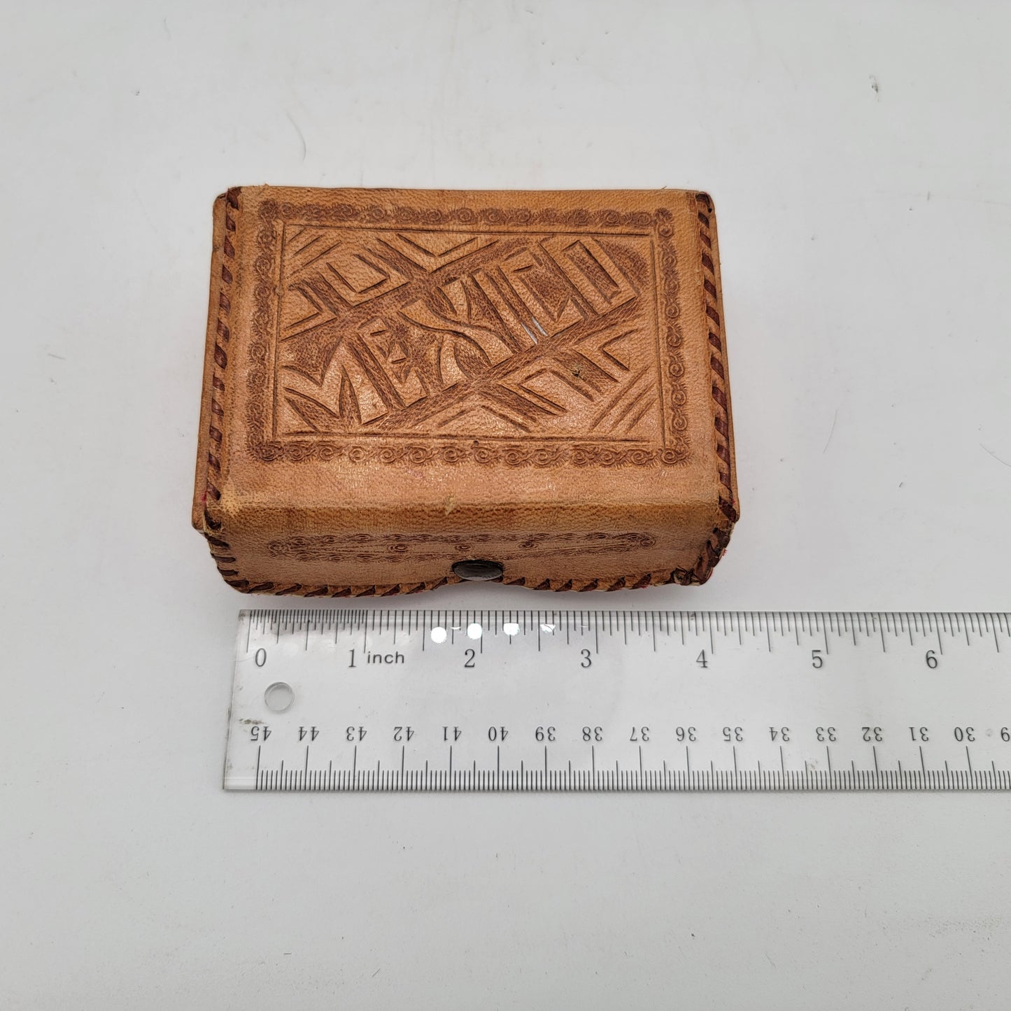 Small Tooled Mexico Leather Box