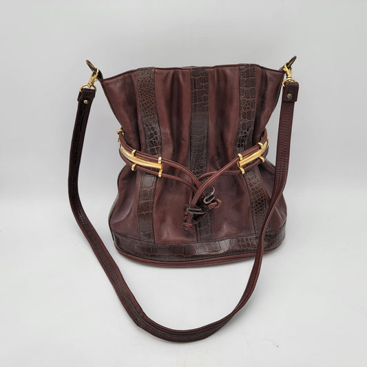 Brown Belted Bucket Purse