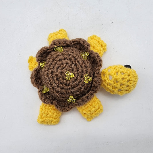 Hand Crocheted Turtle  Yellow with Brown Shell