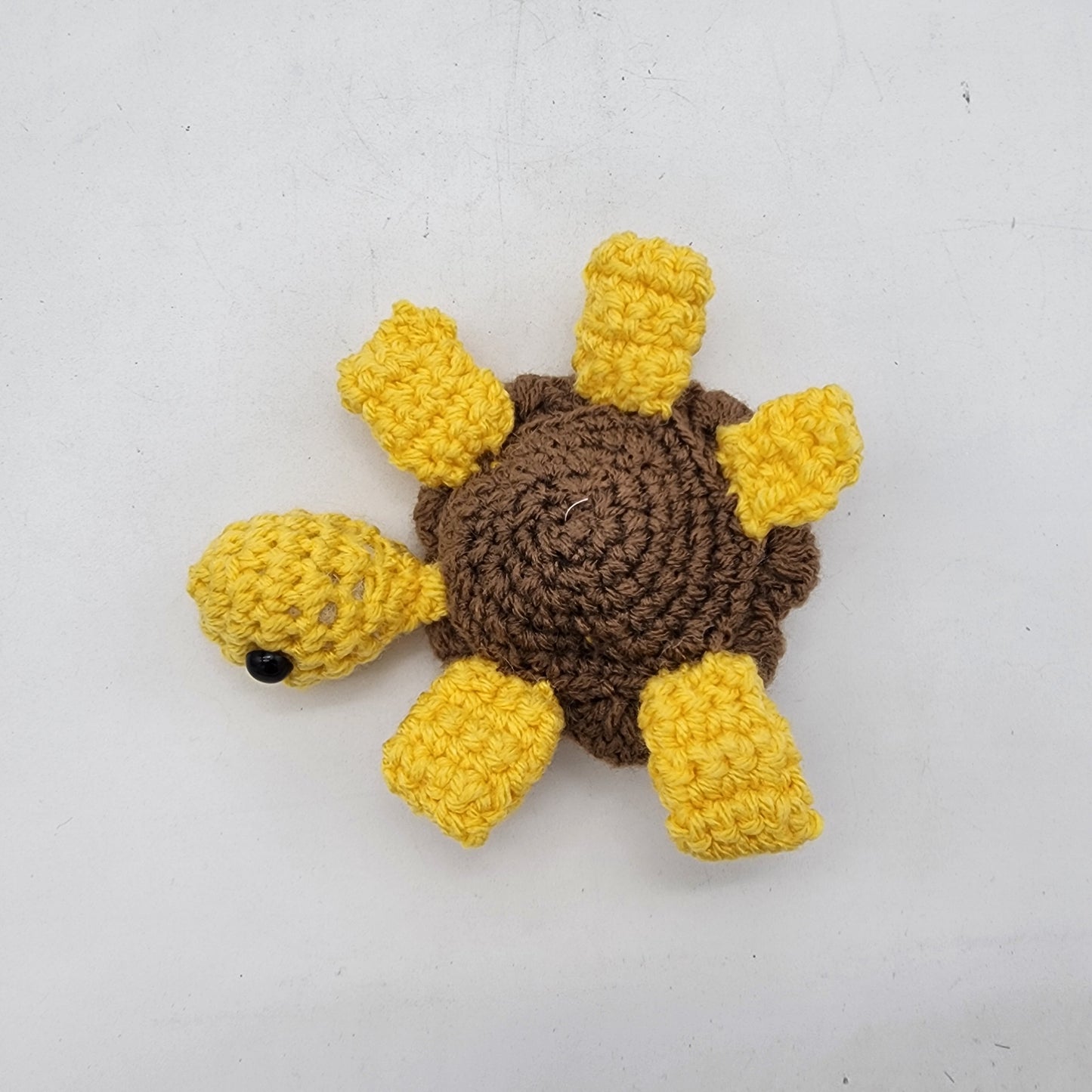 Hand Crocheted Turtle  Yellow with Brown Shell