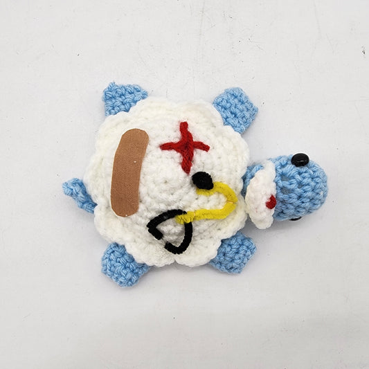 Hand Crocheted Turtle  Nurse Light Blue and White